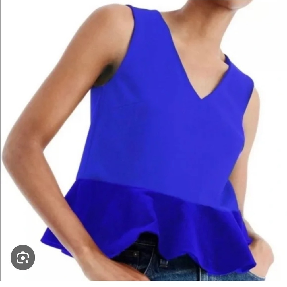J. Crew White Velvet Trim Peplum Sleeveless Top. Size M. P4/A - Picture 1 of 5